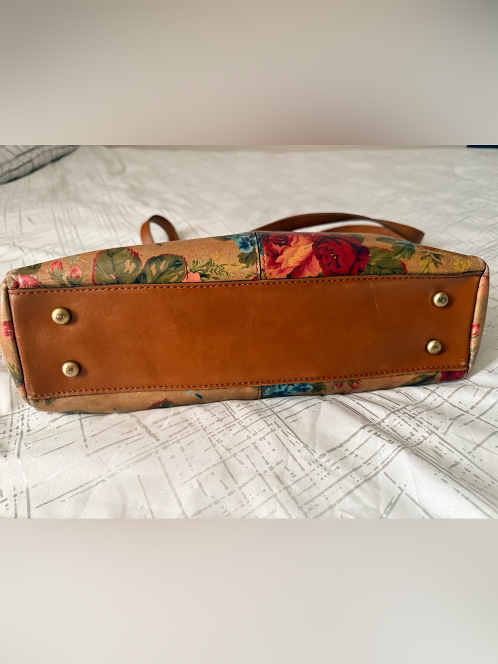 Patricia Nash Poppy Tote Floral Leather Shoulder Bag Brown and Multicolor - Picture 5 of 10
